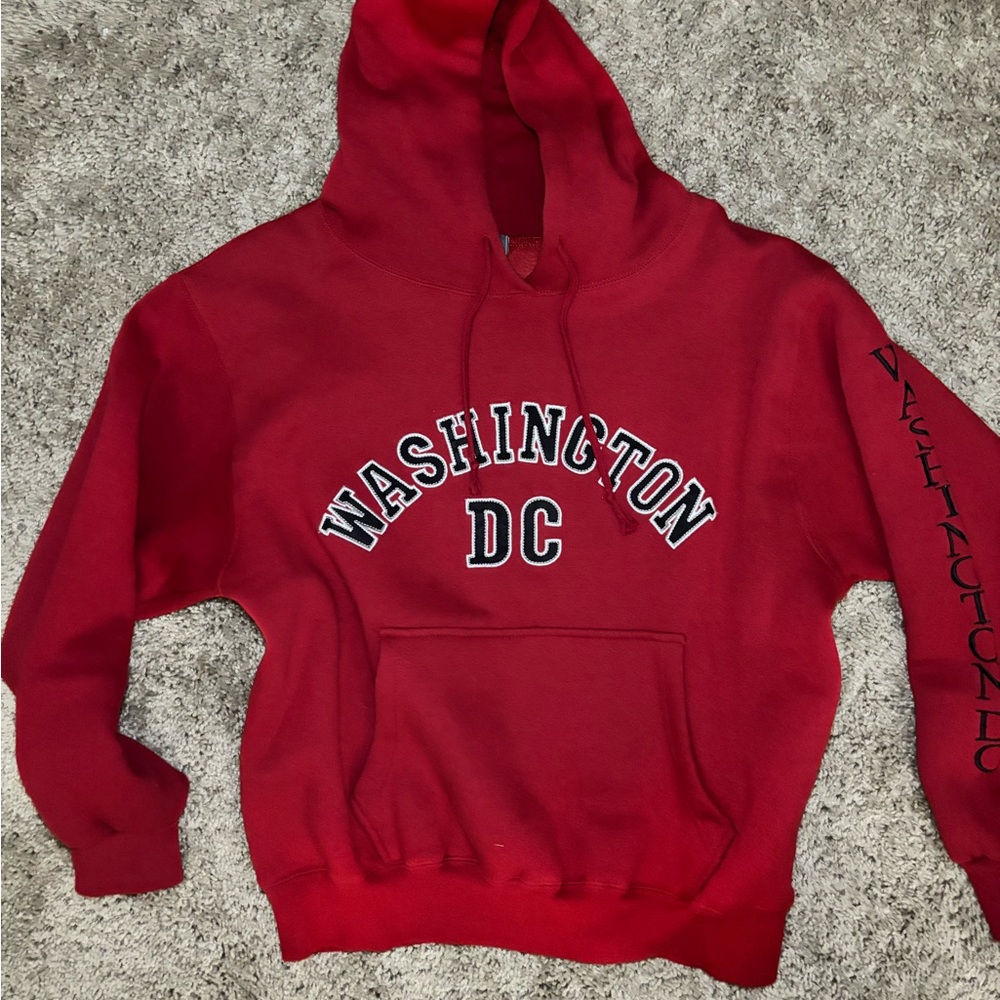 Crimson Red “Washington DC” Embroidered Hoodie